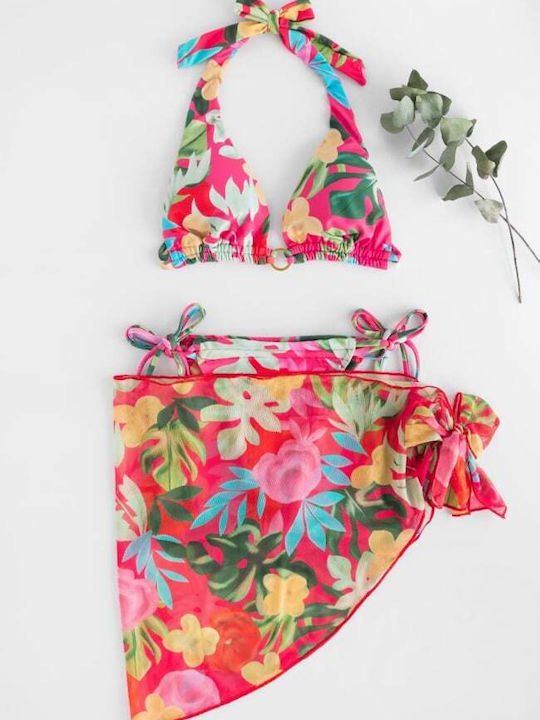 Set Bikini 3 Bucăți Triunghi Portocaliu