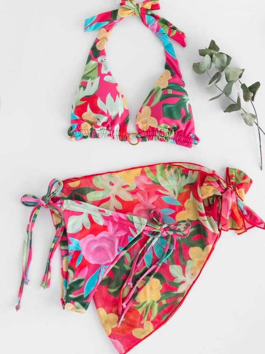 Set Bikini 3 Bucăți Triunghi Portocaliu