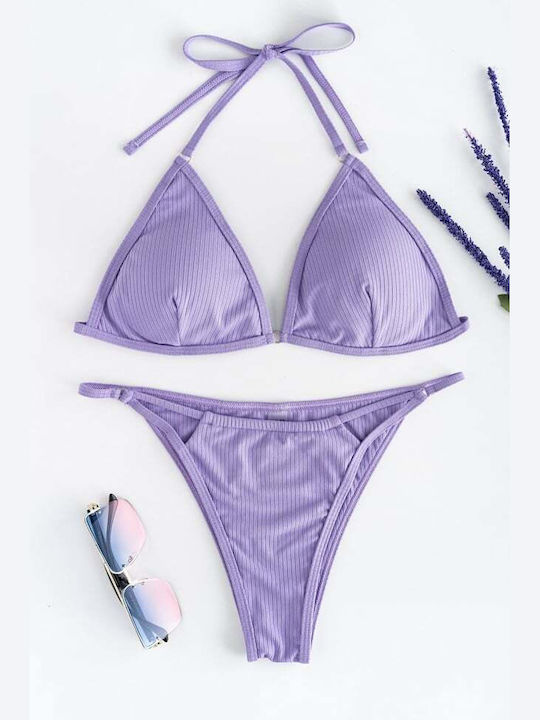 Set Bikini Triunghi Cu Burete Detașabil Lila