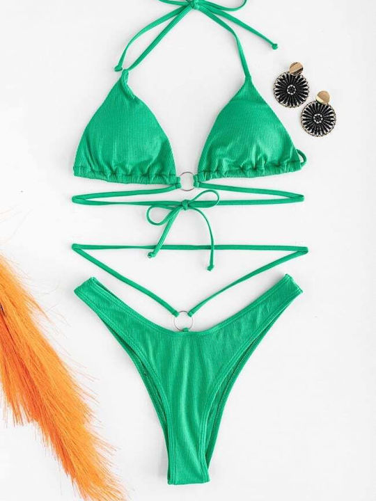Set Bikini Triunghi Cu Burete Detașabil Verde