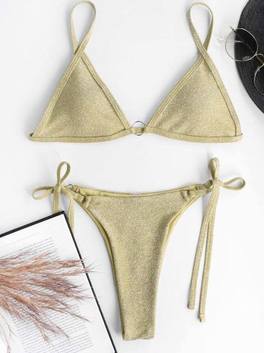 Bikini Set Triangle With Removable Padding & Brazil Gold