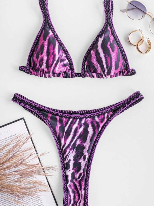 Set Bikini Dreieck mit Abnehmbarer Verstärkung & Brasilien Tierdruck