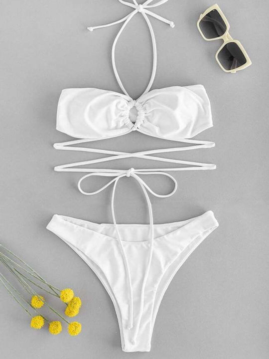 Set Bikini 3 Pieces with Removable Padding Brazil White