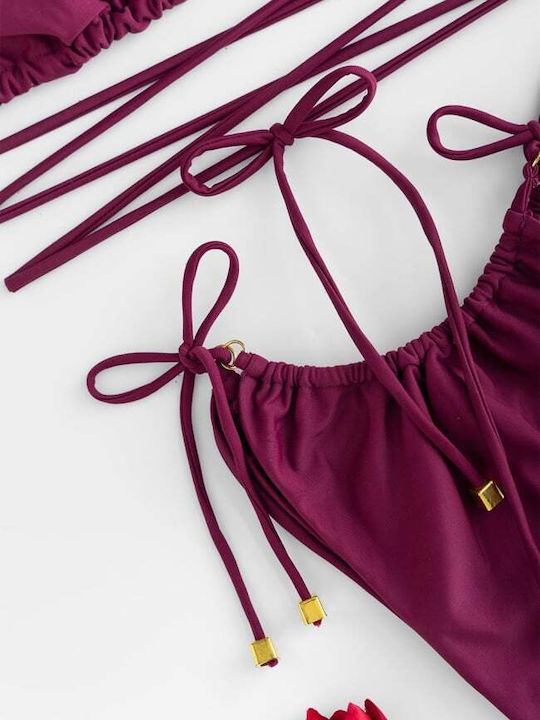 Set Bikini Triunghi Cu Burete Detașabil Burgundy