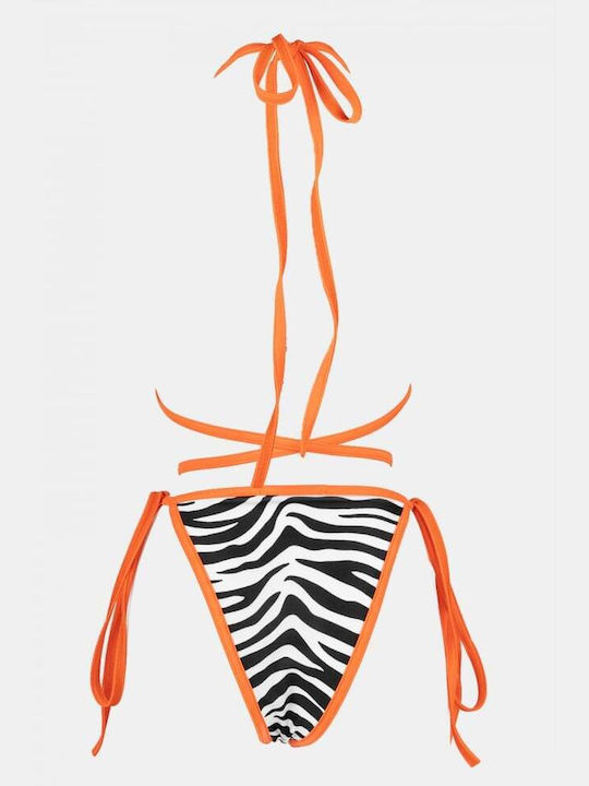 Set Bikini 3 Stücke Dreieck mit Abnehmbarer Verstärkung Animal Print Schwarz