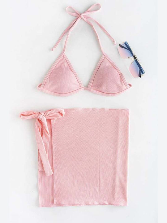 Set Bikini 3 Τεμαχίων Τριγωνάκι Ροζ