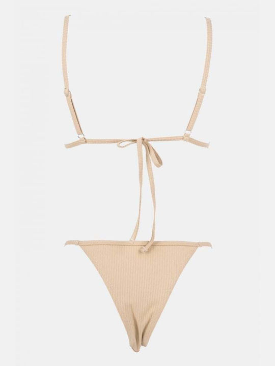 Set Bikini Triangle with Removable Padding and Brazil Bottom Beige
