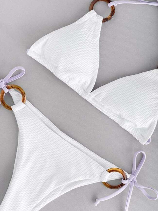 Set Bikini Triunghi Cu Burete Detașabil Alb