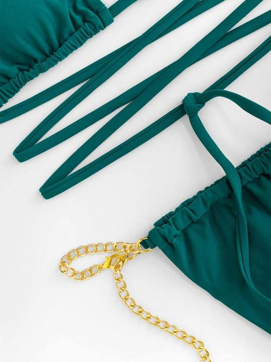 Set Bikini Τριγωνάκι με Αφαιρούμενη Ενίσχυση Πετρόλ