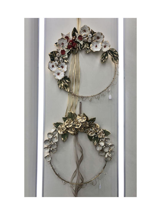 Decorațiune Coroană De Flori Lucrată Manual Din Metal STE-1
