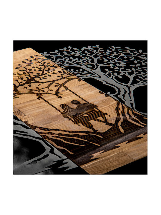 Wallity 3D Mixed Art Black Wooden Wall Decor 76x58cm