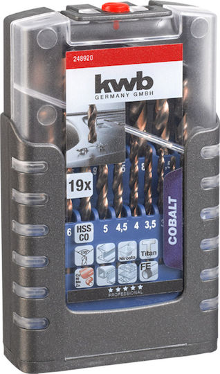 KWB Set of 19 Drills HSS with Cylindrical Shank for Metal