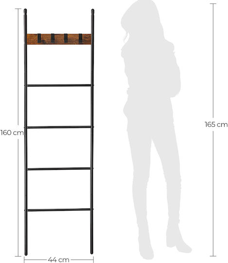 Vasagle Scară de Baie cu 4 Locuri De Perete ​44x160cm Negru
