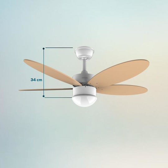 Cecotec EnergySilence Aero 4260 Deckenventilator 106cm mit Leuchte Orange / Weiß
