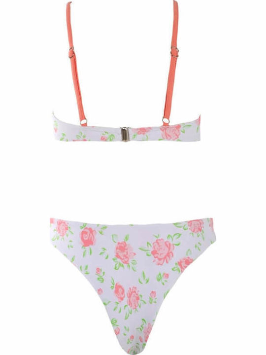 Set Bikini Brazil Floral Λευκό