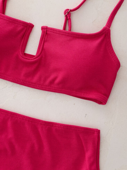 Gigi Bikini Set Sports Bra & Brazil High Waist Fuchsia