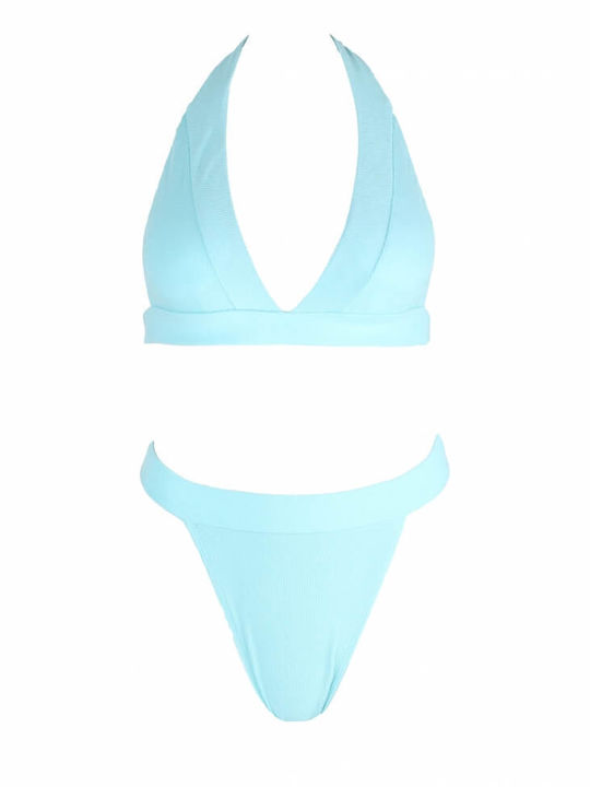 Luigi Padded Bikini Set Triangle Top & Slip Bottom Light Blue