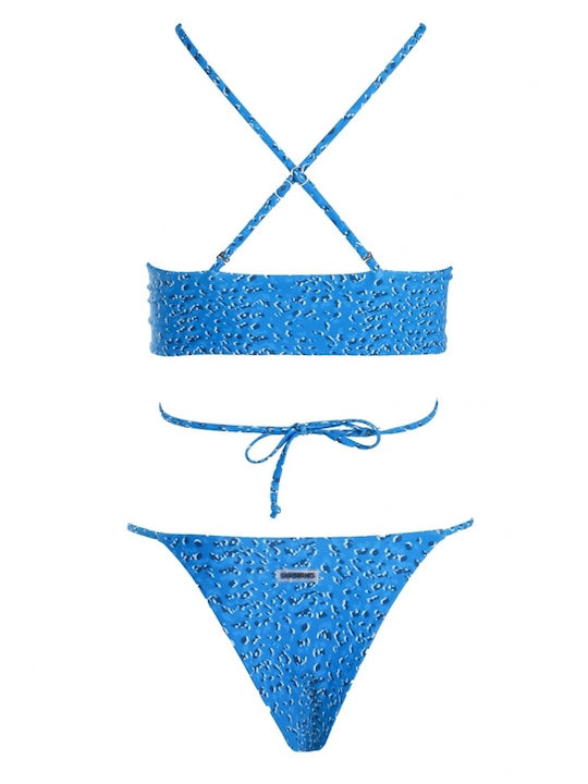 Luigi Padded Bikini Set Triangle Top & Brazil Bottom with Adjustable Straps Blue