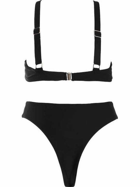 Gigi Set Bikini String Ψηλόμεσο Μαύρο