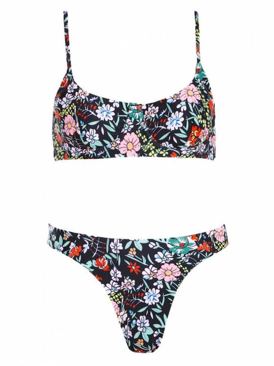 Luigi Set Bikini cu Umplutură Brazilia Talie înaltă Negru