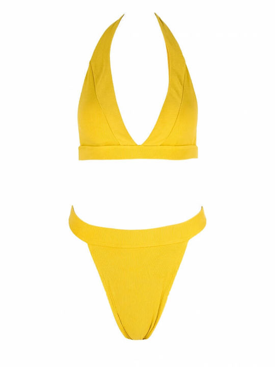 Luigi Padded Bikini Set Triangle Top & Brazil Bottom Yellow