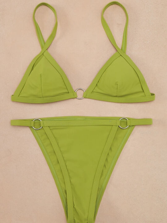 Gigi Bikini-Set mit Verstärkung Hohe Taille Grün