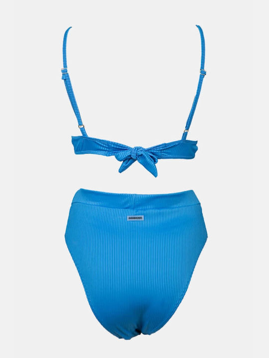 Luigi Padded Bikini Set Triangle Top & Slip Bottom with Adjustable Straps Blue