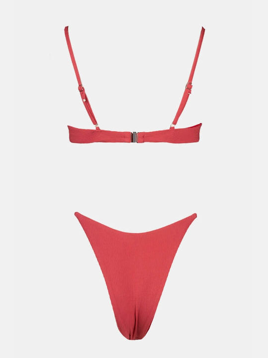 Luigi Padded Underwire Bikini Set Bra & Brazil Bottom with Adjustable Straps Burgundy