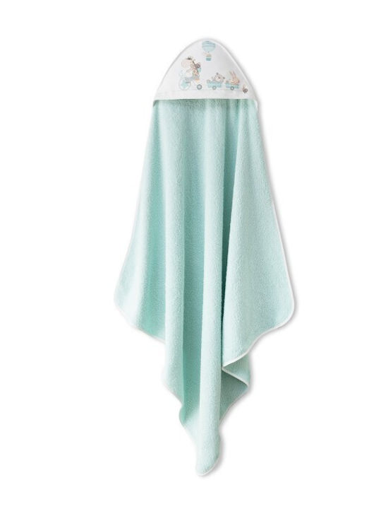 Interbaby Baby Bathrobe Set with Hooded Green 100x100cm
