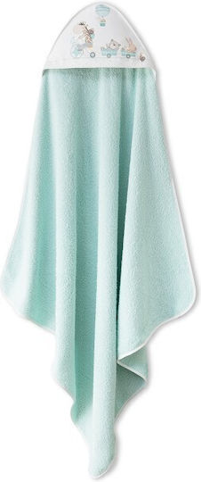 Interbaby Baby Bathrobe Set with Hooded Green 100x100cm