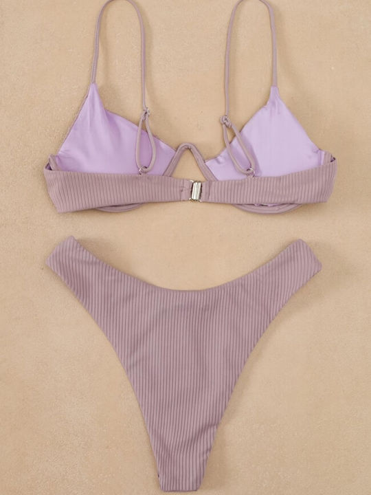 Underwire Bikini Set Bra & Brazil Bottom Gigi with Adjustable Straps Pink
