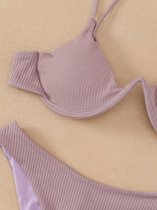 Underwire Bikini Set Bra & Brazil Bottom Gigi with Adjustable Straps Pink