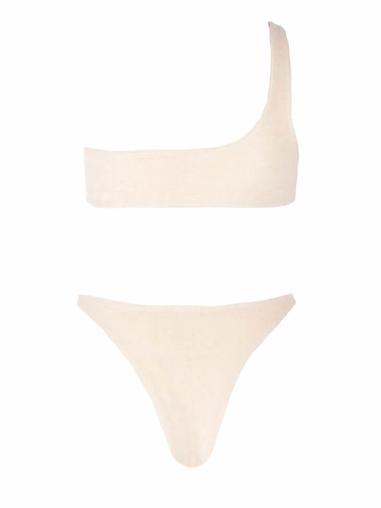 Luigi Bikini Set One Shoulder Top & Slip Bottom Beige