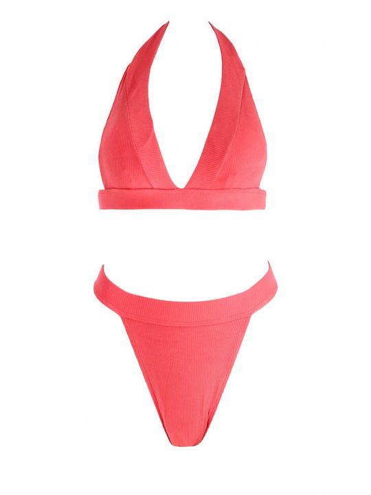 Luigi Padded Bikini Set Triangle Top & Brazil Bottom Pink