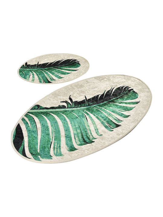 L'Εssentiel Maison Bath Mats Set Oval Green 2pcs