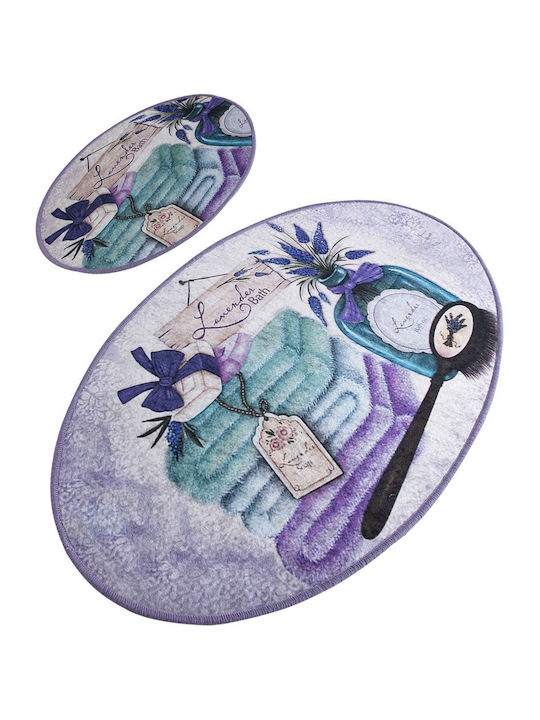 Mijolnir Bath Mats Set Oval Purple 2pcs
