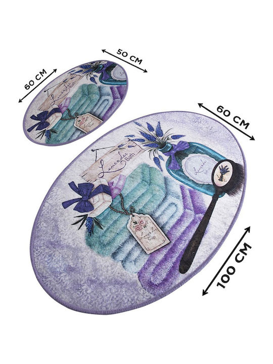 Mijolnir Bath Mats Set Oval Purple 2pcs