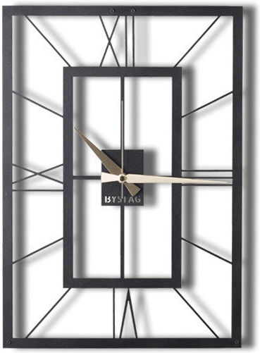 Wallity Ceas de Perete Metalic Negru 70x49cm