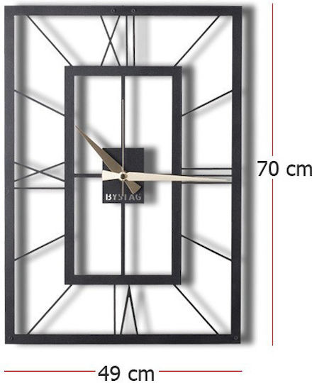 Wallity Ceas de Perete Metalic Negru 70x49cm