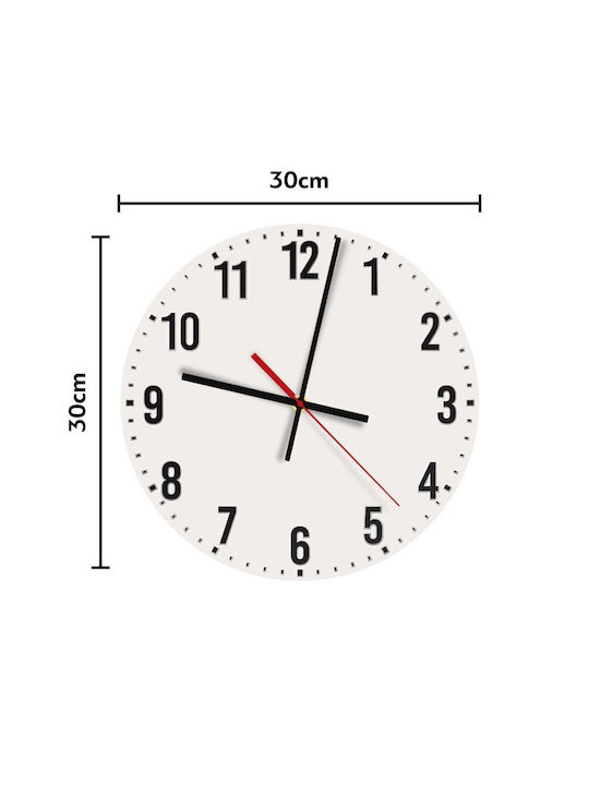 Silent Wall Clock Wooden Red Ø30cm