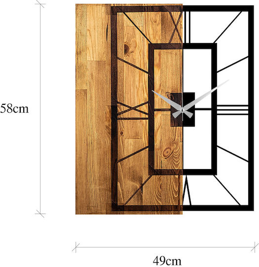 Wallity 3D Wall Clock Wooden Brown 49x3cm