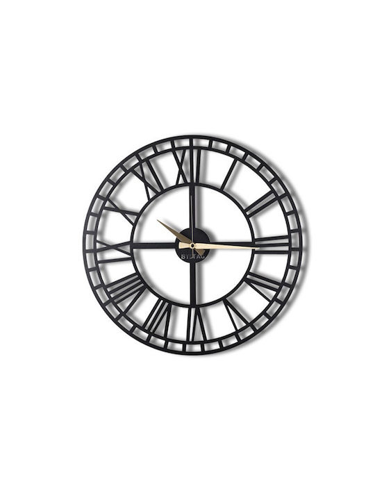 Antique Wall Clock Metallic Black Ø70cm