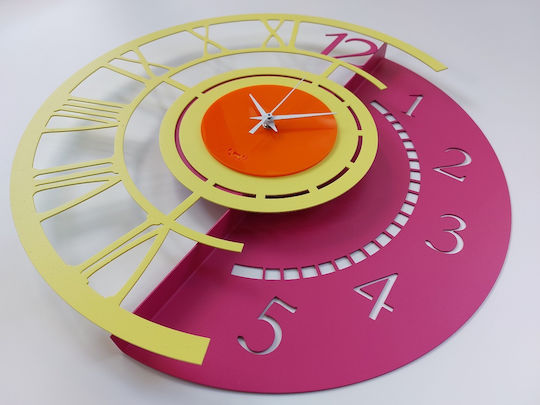 Arti E Mestieri 3D Ρολόι Τοίχου Μεταλλικό Κίτρινο Ø45cm