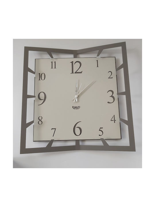 Arti E Mestieri 3D Ρολόι Τοίχου Μεταλλικό Γκρι 40x40cm