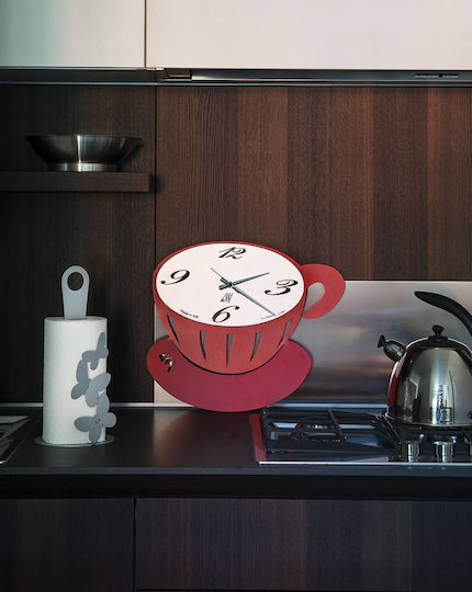 Arti E Mestieri Wall Clock Metallic Red 37x43cm