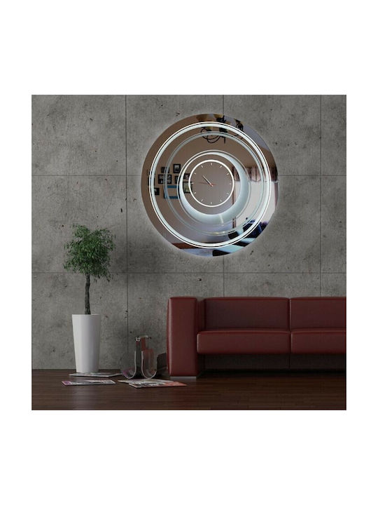 Ploumatos Wall Clock Mirror Silver Ø104cm