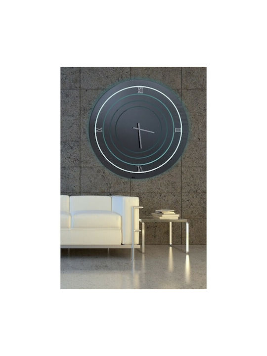 Ploumatos Wall Clock Mirror Silver Ø104cm