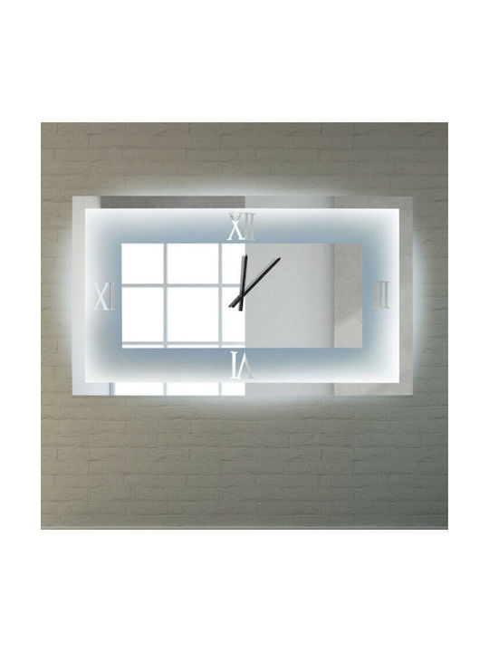 Ploumatos Wall Clock Mirror White 158x80cm