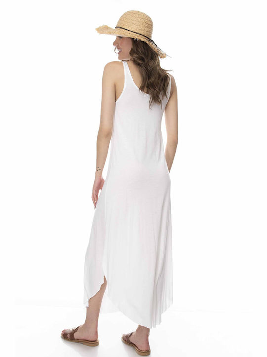 Raffaella Collection Sommer Maxi Kleid mit Schlitz Weiß