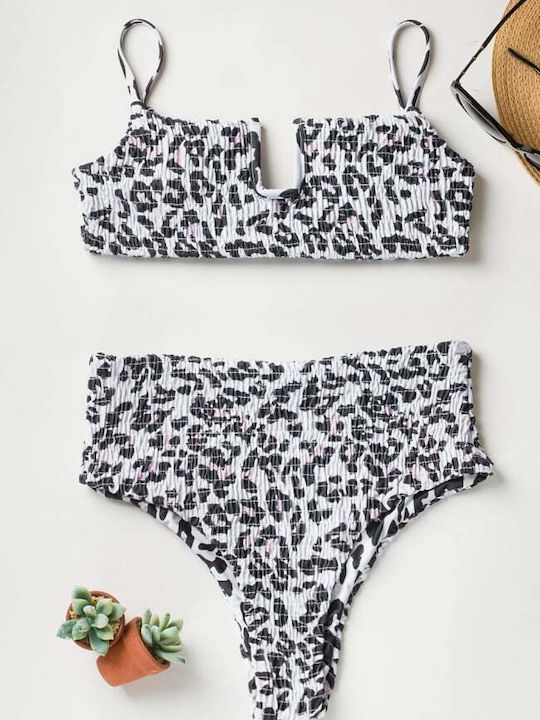 Set Bikini with Removable Padding High Waist Animal Print